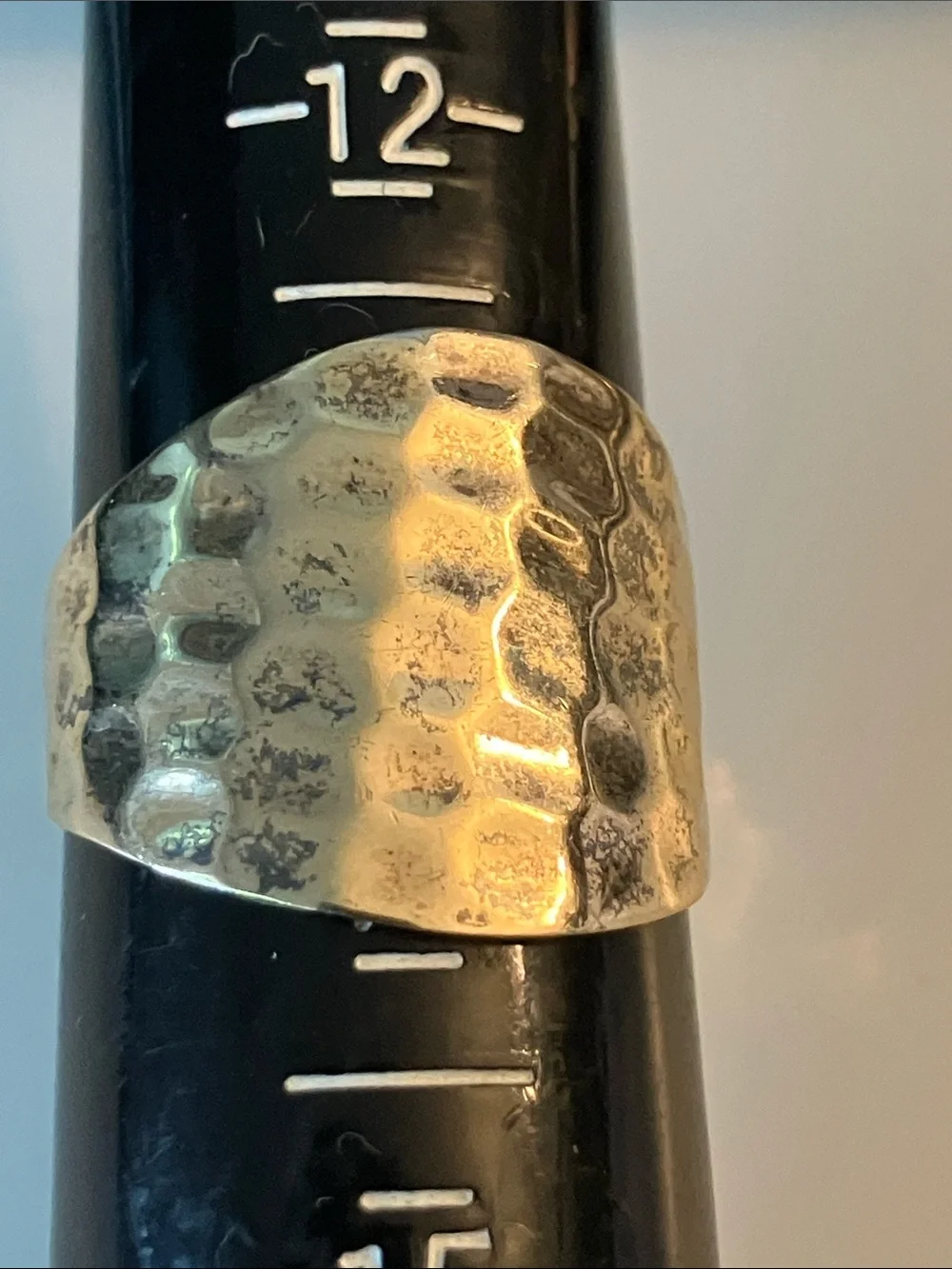 Large SETA Textured Hammered Dome Ring in Vermeil
